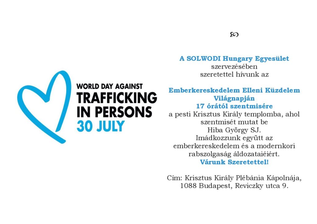 2025 JÚLIUS 30.  AZ ENSZ FIGYELEMFELHÍVÓ NAPJA AZ EMBERKERESKEDELEM ELLENI KÜZDELEMRE